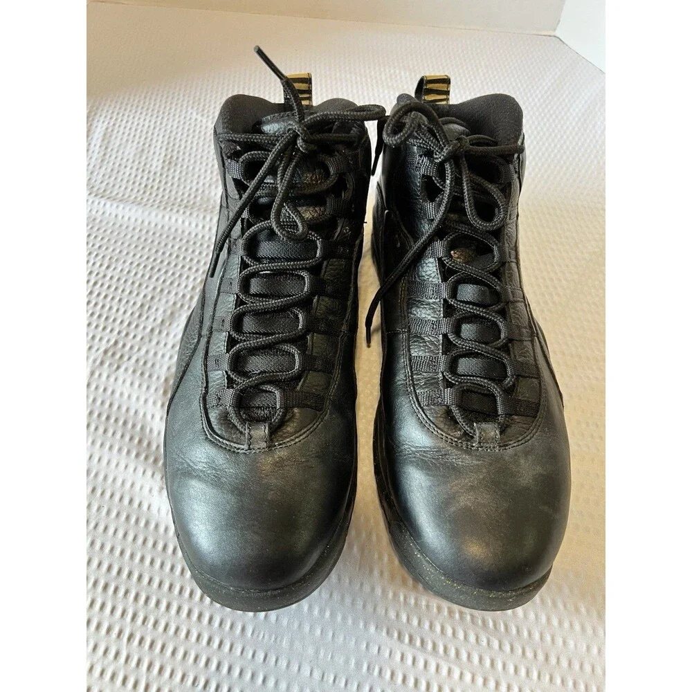 Jordan 10 Retro NYC 2016 Black Leather Shoes Sneakers 310805-012, US Sz 14 EUC!